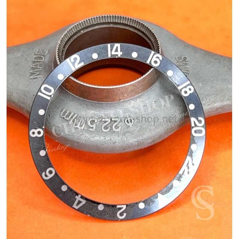 ROLEX 90's ALL BLACK GRIS BLEU FAT FONT SERIFS FADED INSERT GRADUE 24H LUNETTE MONTRES GMT MASTER 16700, 16710, 16760
