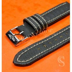 BREITLING GENUINE VINTAGE 90's BLACK COLOR CANVAS DIVER WATCH STRAP BRACELET 18/16mm s106 TIN TANG BUCKLE