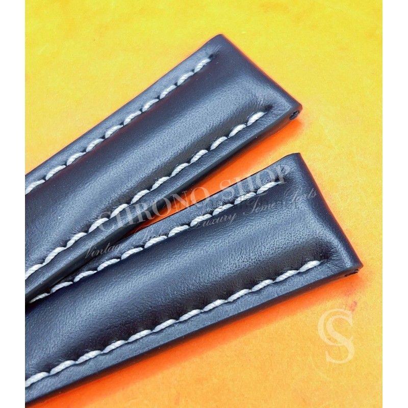 Breitling Original blue leather for folding clasp CALFSKIN LEATHER STRAP BRACELET 22/20mm Navitimer,Superocean,Avenger
