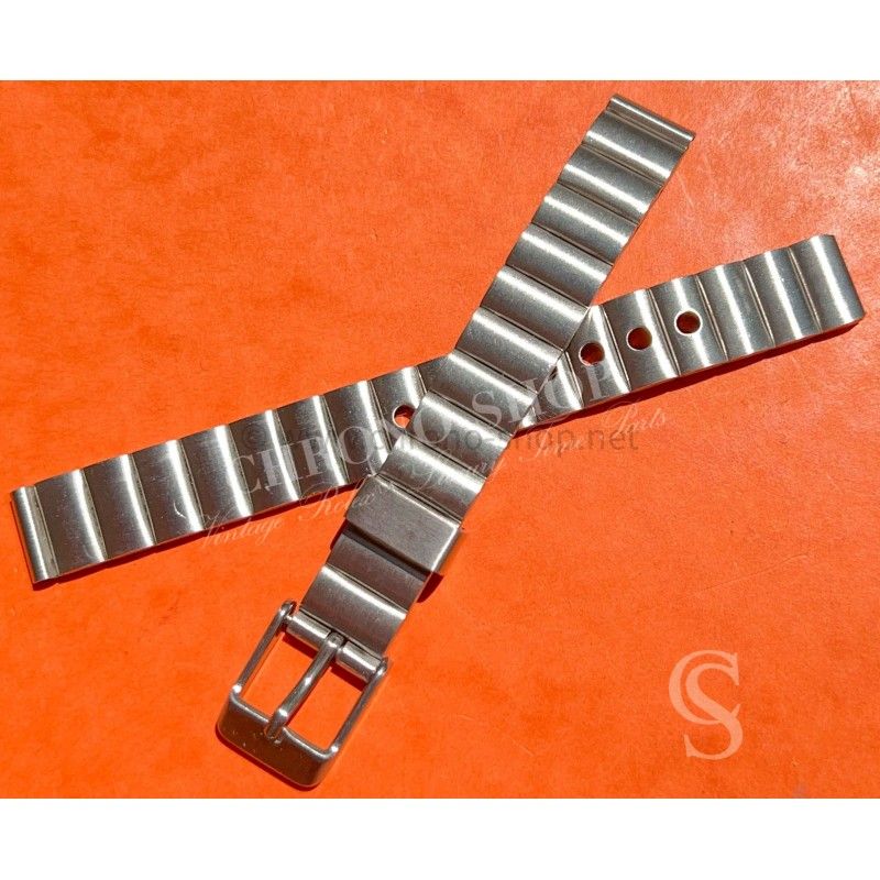 Rare Bracelet articulé acier vintage avec boucle ardillon 12mm finition brossée