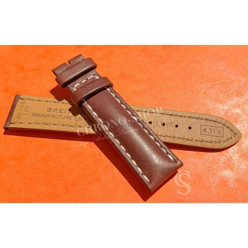 Breitling Original Brown leather 431X CALFSKIN LEATHER STRAP BRACELET 20-18mm Chronomat,Cockpit,MontBrillant,Transocean