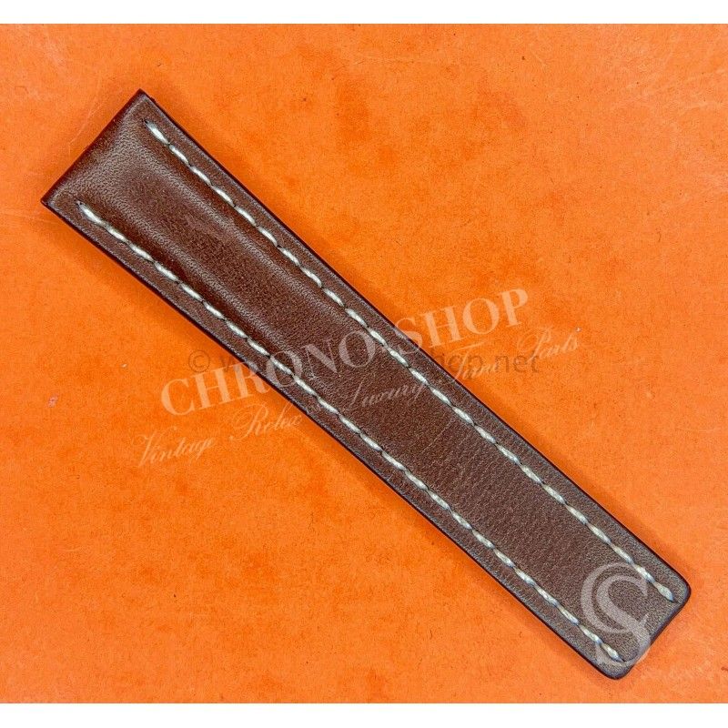 Breitling Genuine Dark Chocolate Calf Half part Leather Deployment Strap 22-20mm 438X Navitimer,Chronomat