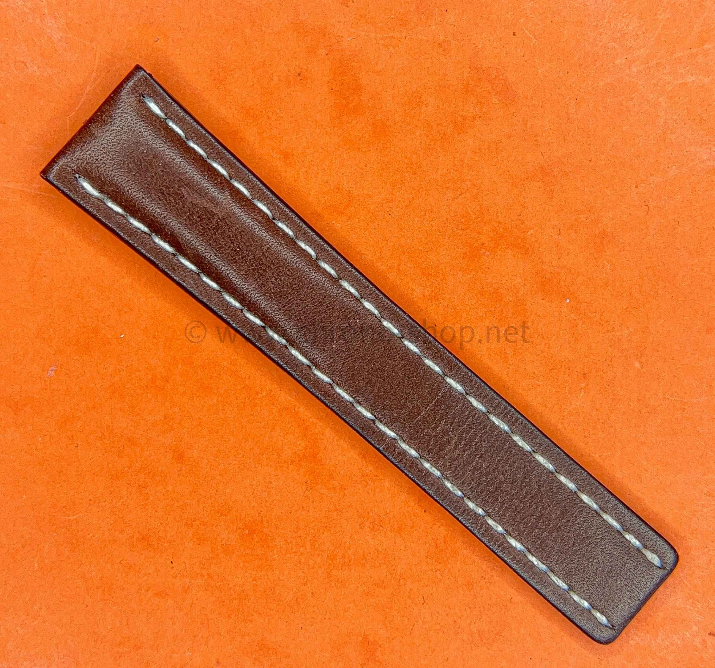 Breitling Genuine Dark Chocolate Calf Half part Leather Deployment Strap 22-20mm 438X Navitimer,Chronomat