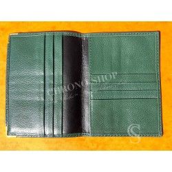 ROLEX ACCESSOIRE PORTE DOCUMENT, PORTEFEUILLE EN CUIR VERT POUR CARTES, GARANTIES, NOTICES MONTRES REF 0068.08.05