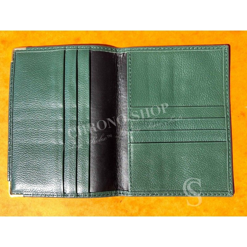 Rolex Rare Vintage Green Grain Leather Large Billfold Wallet Storage holder AUTHENTIC ref 0068.08.05