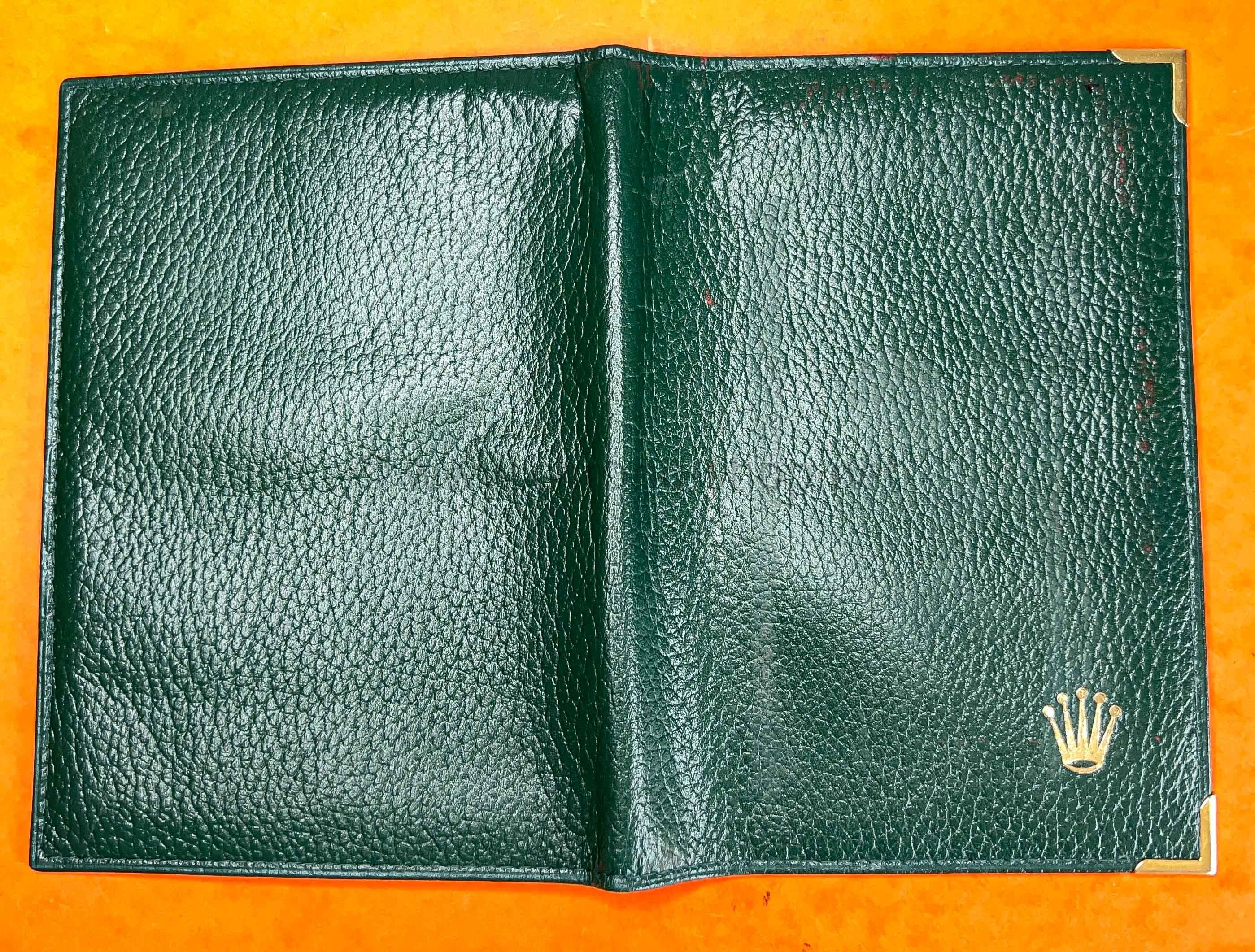 ROLEX Rare Vintage Green Grain Leather Large Billfold Wallet AUTHENTIC ref 68.08.55