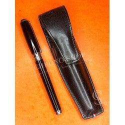 ST. Dupont's Large Ballpoint Pens black lacquer palladium finishes smooth full-grain leather case
