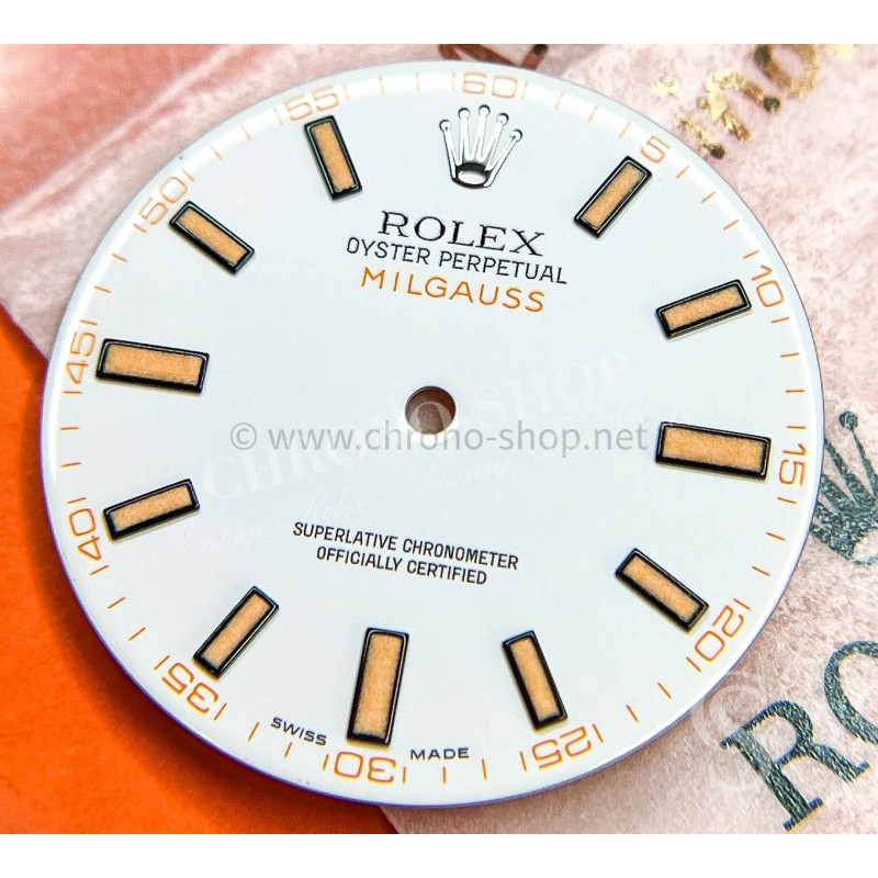 ROLEX WHITE DIAL ORANGE REGISTERED MILGAUSS 116400 CAL 3131 ♕ RARE HOROLOGY PART FOR SALE MINT WATCH