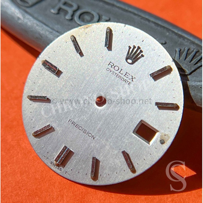 ROLEX Original 60's OYSTERDATE PRECISION Silver watch dial Ø27mm batons markers 6694, 6482 Manual Winding Cal 1225