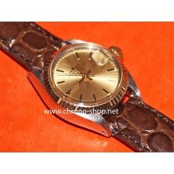 ☆★ Rolex Oyster Perpetual Date 6917 Two Tone gold 18K fluted bezel Ladies Watch with leather crocco band 13mm from 1979 ☆★ 