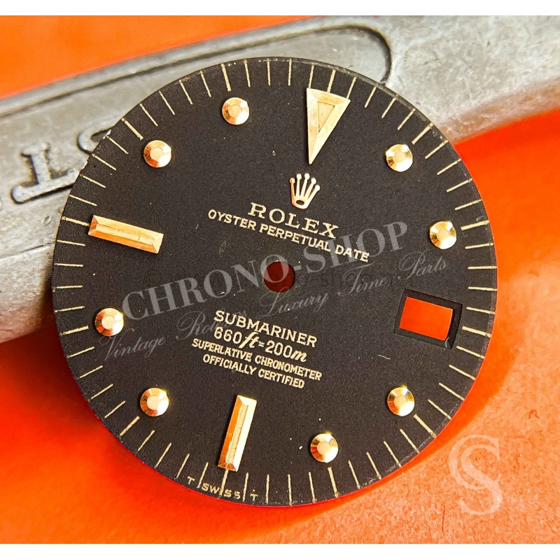 Rolex Submariner Date Vintage Cadran Noir Mat feets first Tritium Nipples montres or jaune 1680-8,1680/8 Cal 1570