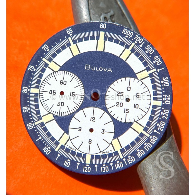 Bulova Collectible Vintage Stars And Stripes C Valjoux 7736 Steel Chronograph Wristwatch Watch blue and white dial part for sale