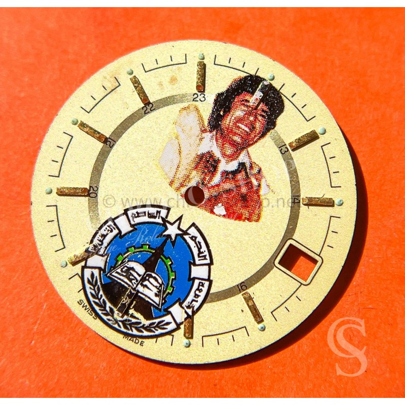 Rare Pièce horlogère Cadran couleur champagne montres Militaire Mouammar Kadhafi République Libyenne