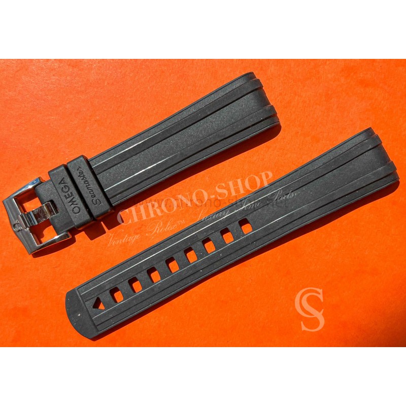 OMEGA Seamaster Original. 20mm Watch Band black color Rubber Belt with Stainless Steel tain tang Buckle Ref CVZ010126