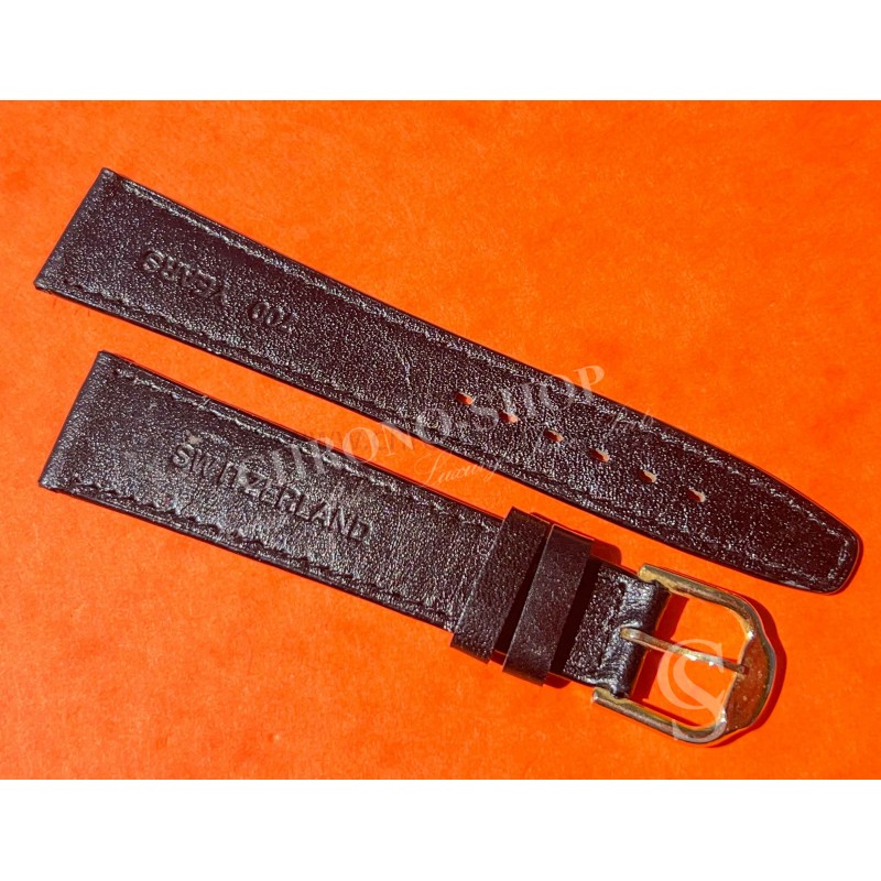 Vintage Genuine leather watch strap 19mm lugs black color commemorative 700 Years Switzerland