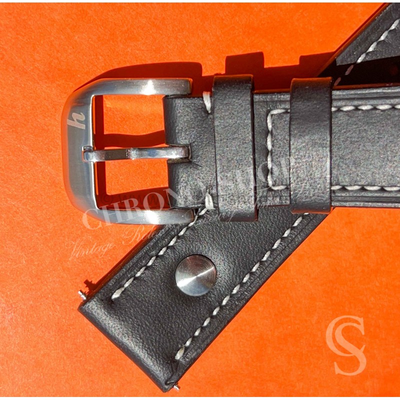 Original Hanhart PIONEER MonoControl, TwinControl Calf leather strap black 21 mm Stece McQueen Hanhart 417 ES 42mm