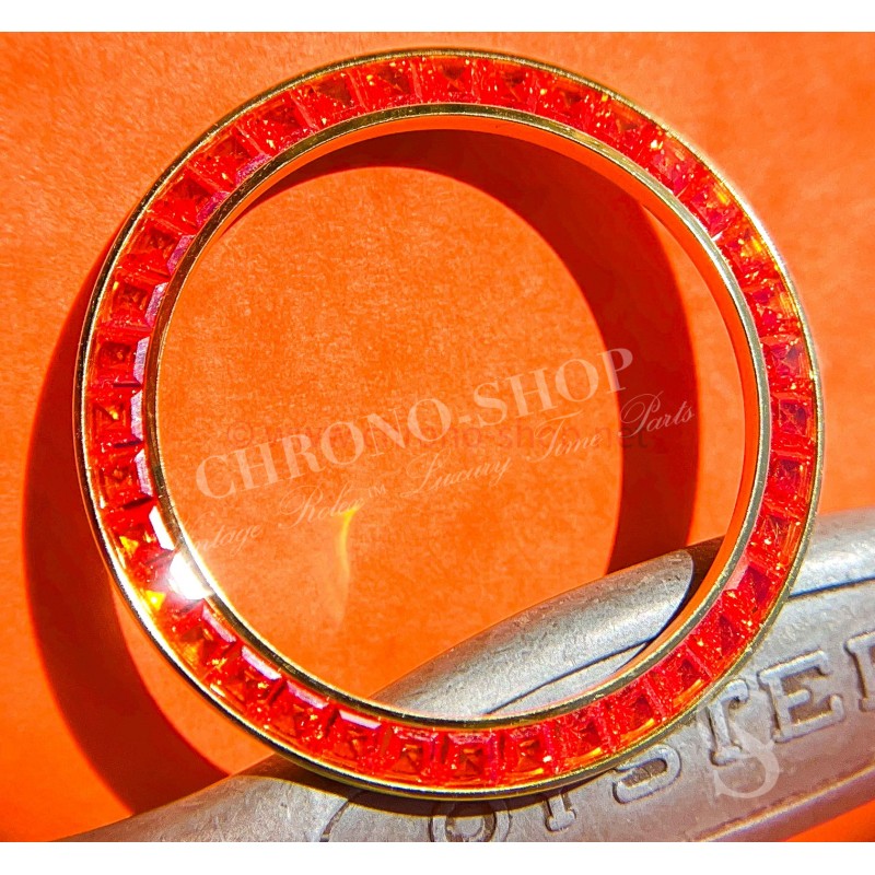 Lunette générique type Rolex tachymètre plaqué or jaune pierres orange zircon pour Rolex 16528,16523,116528,116523