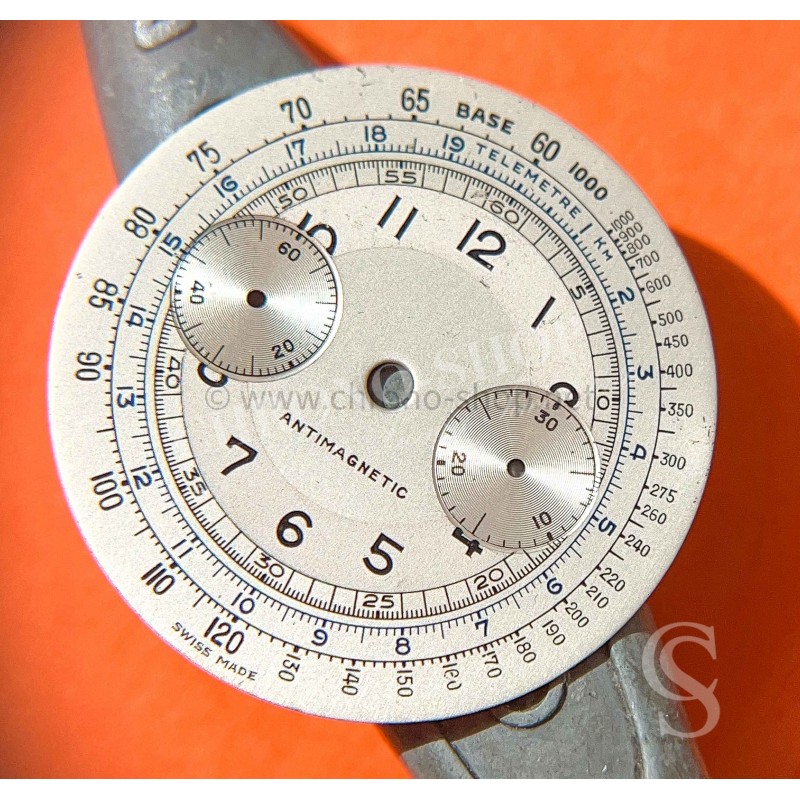 Vintage 33mm clock spare 60's Watch dial part silver color antimagnetic chronograph calibre Valjoux 7733 vintages sports watche