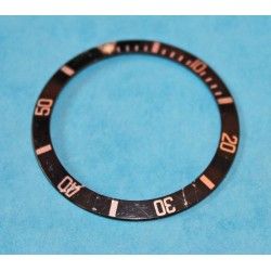 1989 Dark Disc Graduated Rolex Submariner date Bezel Insert Black Stainless Steel 16800, 168000, 16610 aged with tritium dot