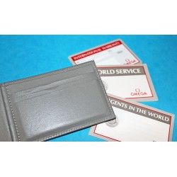 Omega Watch Grey Leather & Blank Warranty Card Holder / Service papers- New