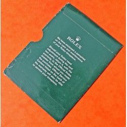 VINTAGE EARLY ROLEX GARANTY PAPER STORAGE SLEEVE CARD DARK GREEN COLOR FROM 80'S