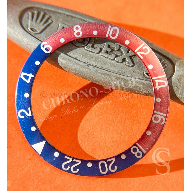 ROLEX FADED INSERT PATINE COULEUR PEPSI ROSE BLEU GRADUE 24H MONTRES VINTAGES GMT MASTER 16750,1675