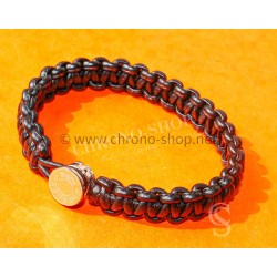 Hermes Genuine Survival strap Leather Black Calfskin Kid Bracelet  Braided strap Clou de Selle Medium size