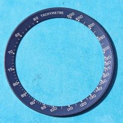 Rare 70's vintage Omega Speedmaster Faded BLUE color Tachymeter Inner Bezel insert whites indexes 35.40 mm diameter