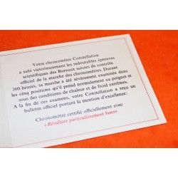 AUTHENTIQUE CERTIFICAT DE HAUTE PRECISION PAPIER OMEGA CONSTELLATION