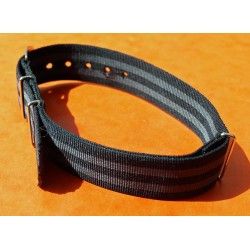 ROLEX JAMES BOND BLACK / GREY Nylon NATO WATCH BAND Strap Military G-10 SUBMARINER 5512, 5513, 1665, 16660, 14060, 16800, 168000