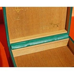 VINTAGE WATCH BOX SET ROLEX CELLINI, LARGE OBLONG, Green leather MONTRES ROLEX SA GENEVE