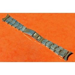 VINTAGE & AUTHENTIQUE BRACELET ROLEX EXTENSIBLE MAILLONS RIVETS PLAQUE OR 14k EN 19mm