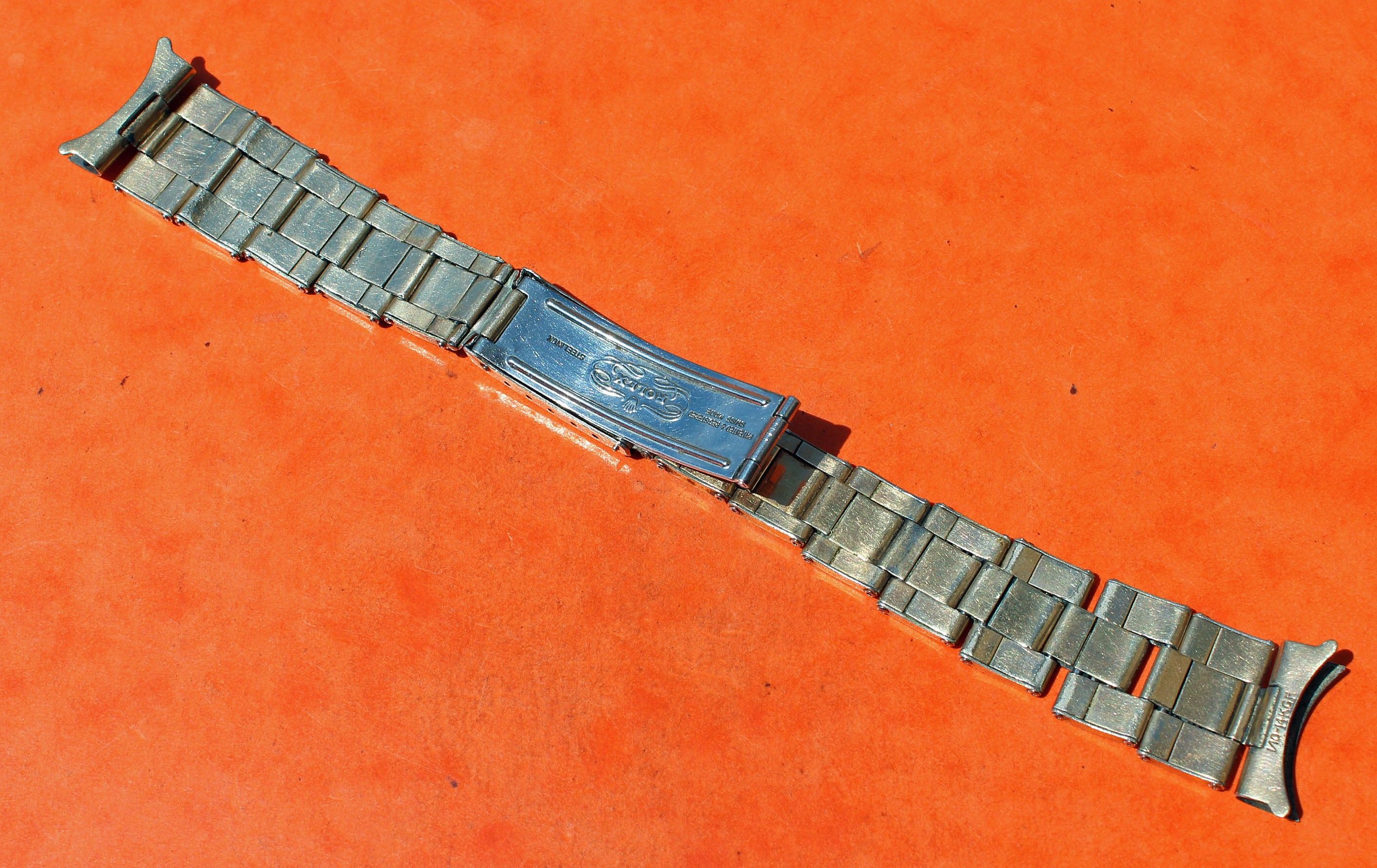 GENUINE 60's EXTENSIBLE / EXPANDABLE ROLEX BRACELET RIVITS RIVETS LINKS ref  6635 WITH 19mm ENDS PIECES, GOLD PLATED 14k