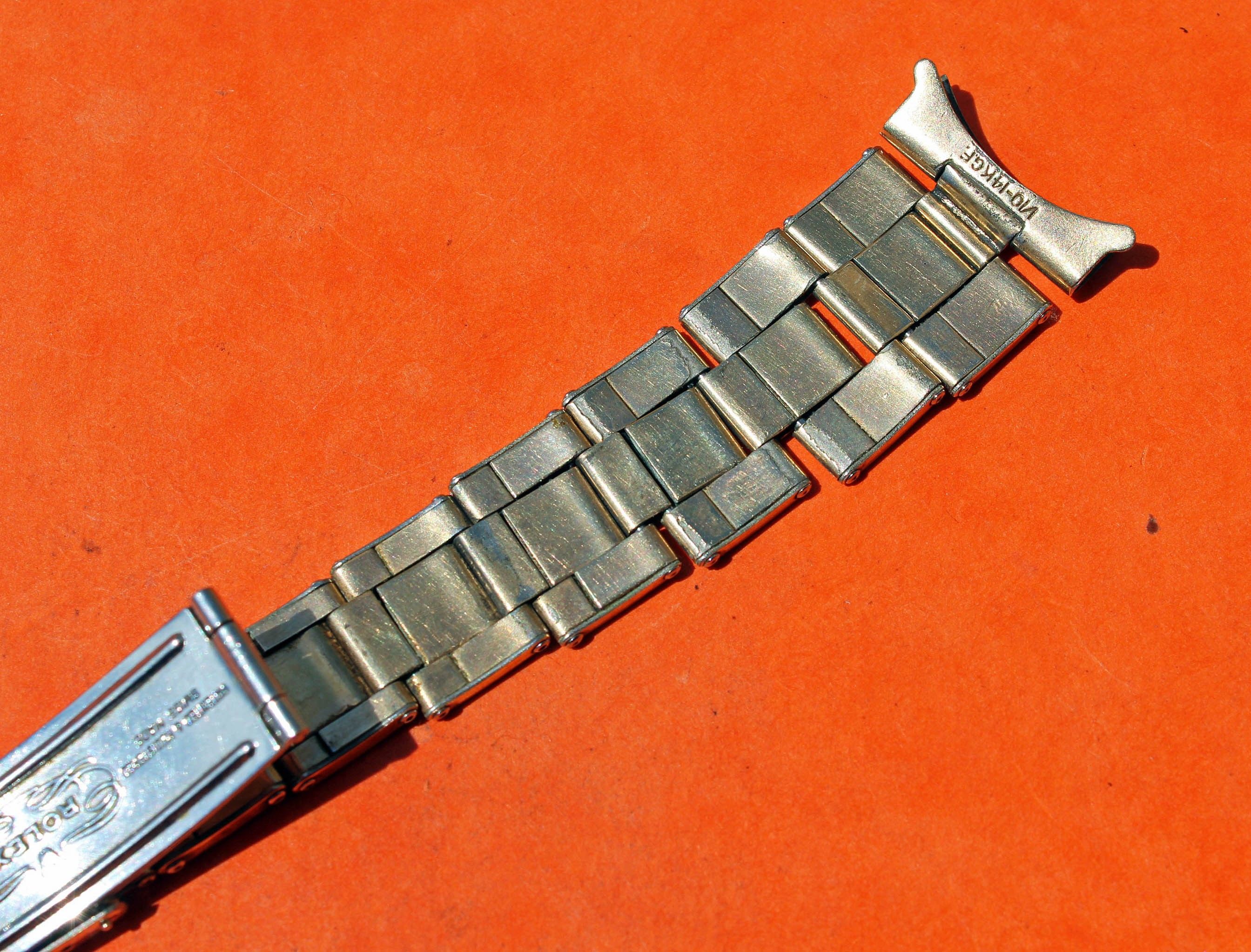 GENUINE 60's EXTENSIBLE / EXPANDABLE ROLEX BRACELET RIVITS RIVETS LINKS ref  6635 WITH 19mm ENDS PIECES, GOLD PLATED 14k