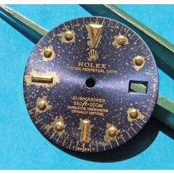 Cadran Rolex bleu Cobalt Tropical Tritium Nipple Dial 1680/8 Submariner date or à restaurer cal 1570 signé BEYELER GENEVE