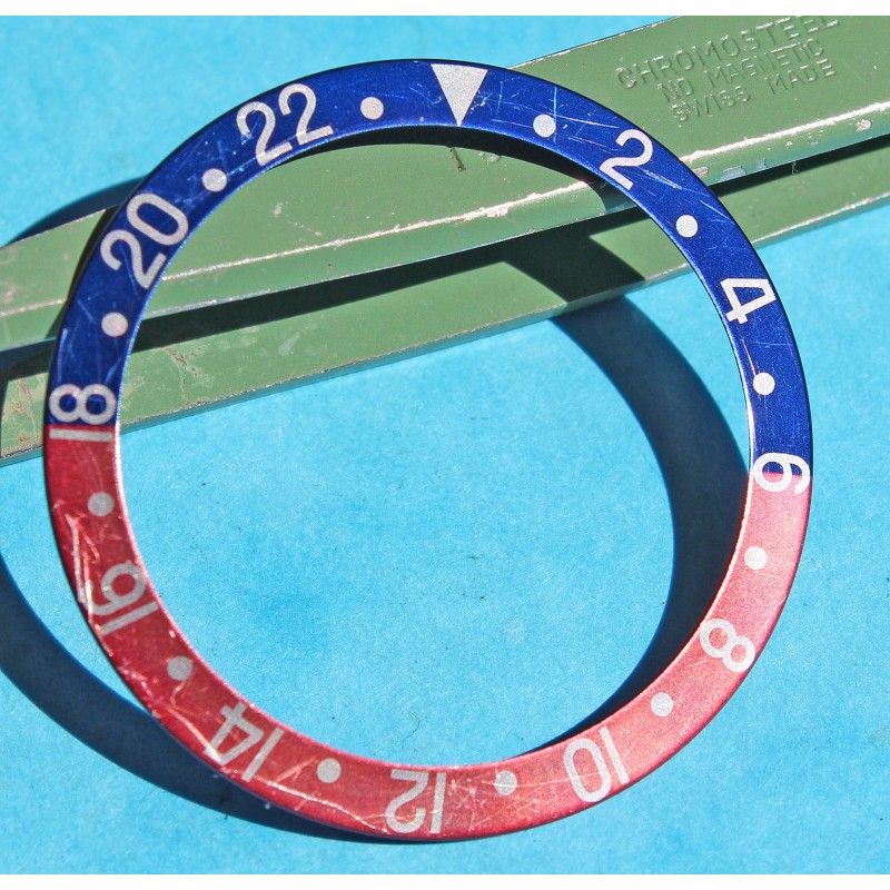 Rolex 90's GMT Master Faded PEPSI Dark Blue & Red color S/S 16700, 16710, 16760 Bezel 24H Insert Part 