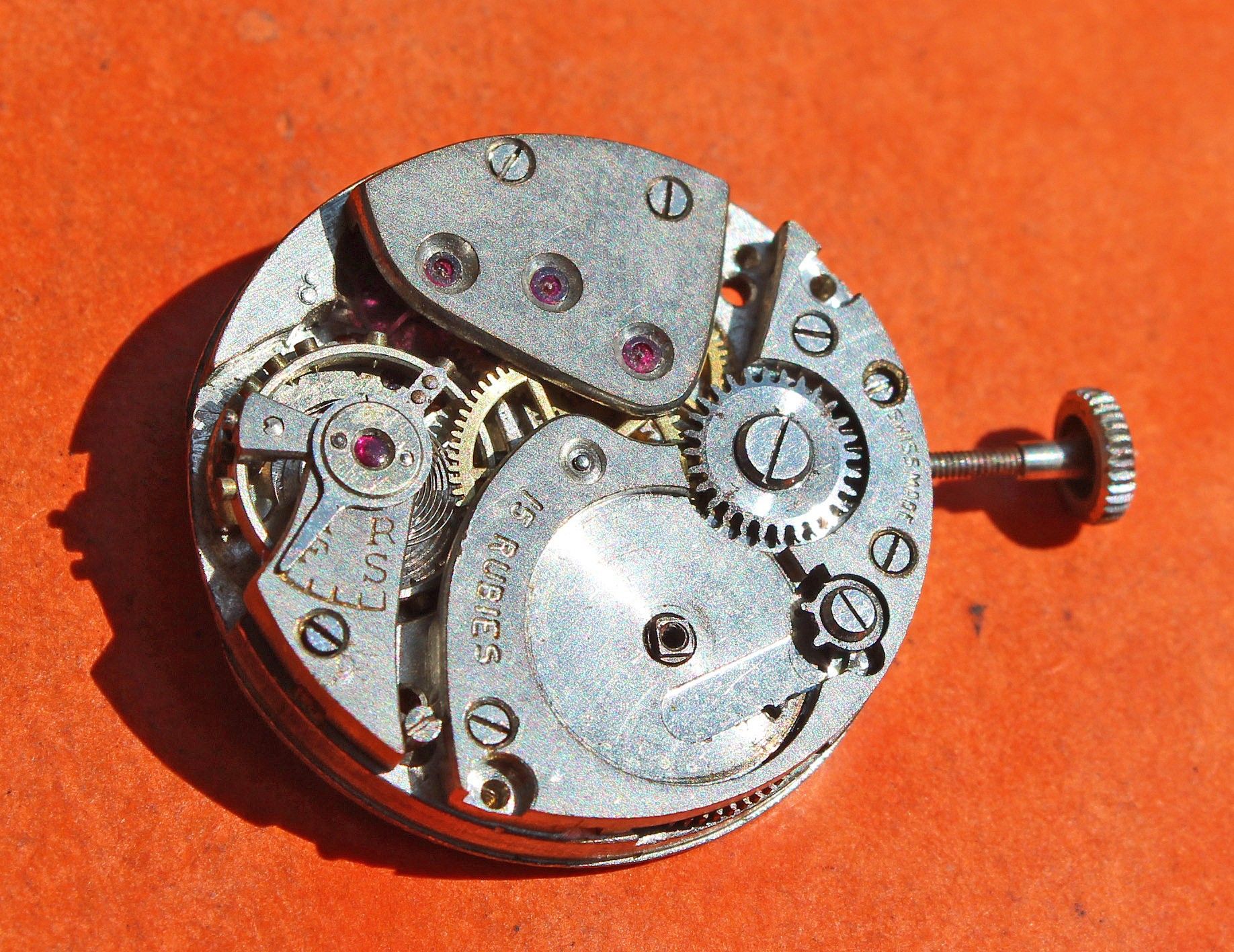 Montre Mécanique Vintage – Mouvement Baguette, Sans Marque, état D'usage