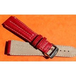 ZRC MADE IN FRANCE, RED RASPBERRY LEATHER STRAP BRACELET WATCHES 20mm WITH BUCKLE