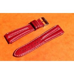 BRACELET ZRC CUIR VACHETTE COULEUR FRAMBOIRSE / ROUGE 20mm, MADE IN FRANCE