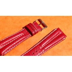 ZRC MADE IN FRANCE, RED RASPBERRY LEATHER STRAP BRACELET WATCHES 20mm WITH BUCKLE