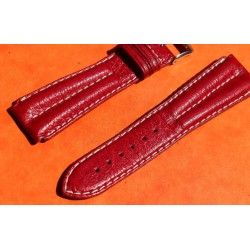 ZRC MADE IN FRANCE, RED RASPBERRY LEATHER STRAP BRACELET WATCHES 20mm WITH BUCKLE