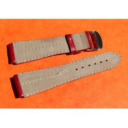 ZRC MADE IN FRANCE, RED RASPBERRY LEATHER STRAP BRACELET WATCHES 20mm WITH BUCKLE