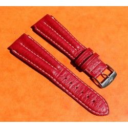 ZRC MADE IN FRANCE, RED RASPBERRY LEATHER STRAP BRACELET WATCHES 20mm WITH BUCKLE