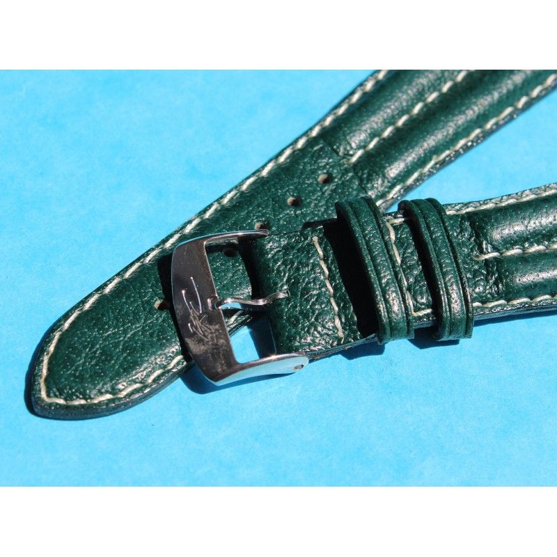 ZRC MADE IN FRANCE, DARK GREEN COLOR BUFFALO LEATHER STRAP BRACELET WATCHES 20mm WITH BUCKLE