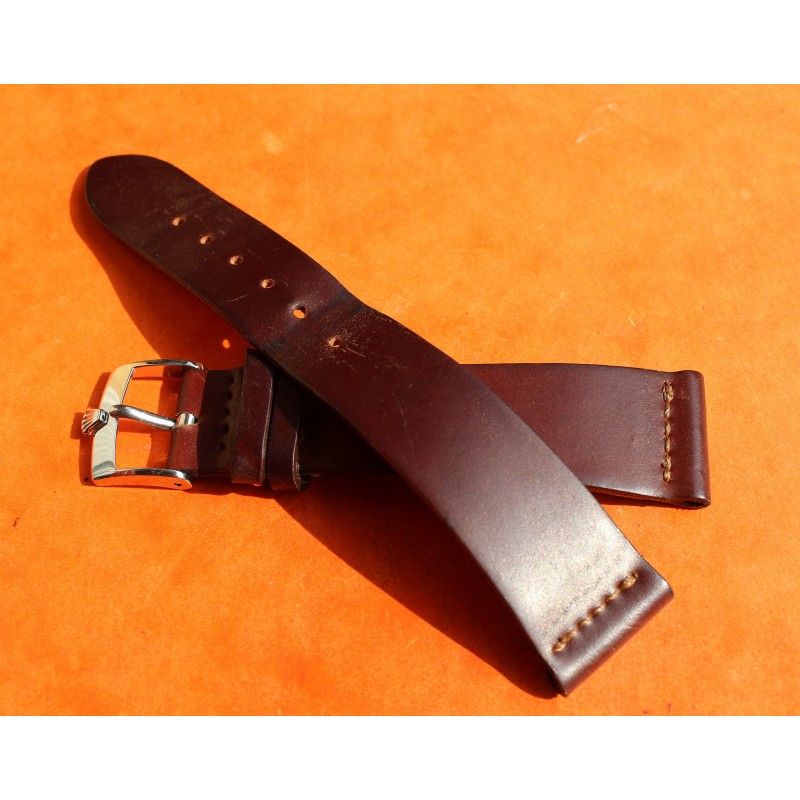 ★☆☆ Genuine Cow boy strap Horween Shell Cordovan Leather Watch Band Bracelet Dark Brown 20mm ★☆☆ 