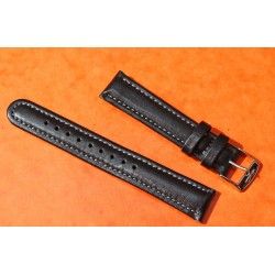 ZRC MADE IN FRANCE, AQUACALF COLOR BLACK CALFSKIN LEATHER STRAP BRACELET WATCHES 20mm WITH BUCKLE