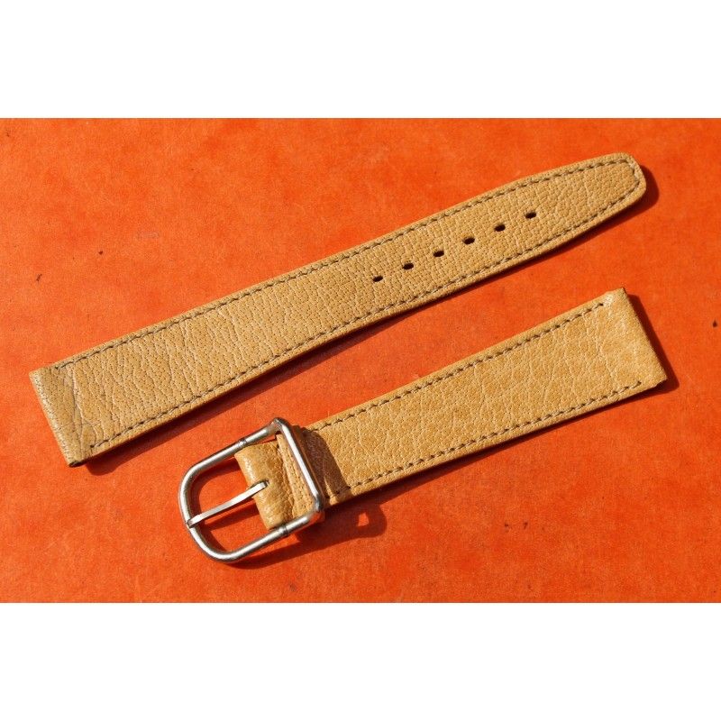 BEIGE COLOR LEATHER STRAP BAND BRACELET WATCHES WITH BUCKLE 18mm