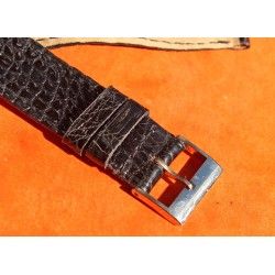 VINTAGE 80's LEATHER CROCODILE WATCHES STRAP BLACK COLOR 16mm WITH BUCKLE