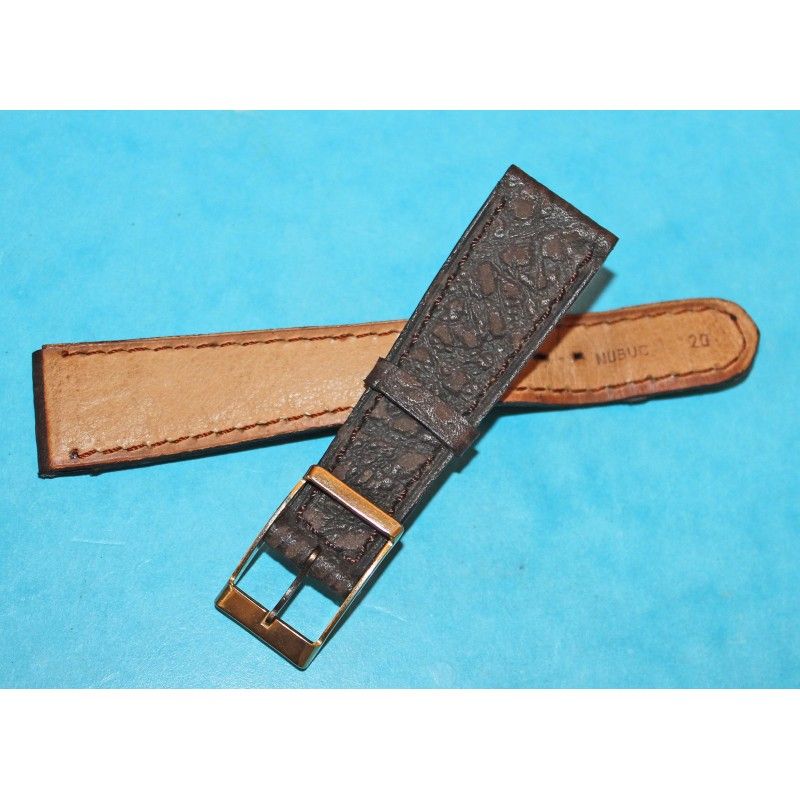 LEATHER NUBUC STRAP BRACELET WATCHES 20mm WITH BUCKLE TOBACCO COLOR