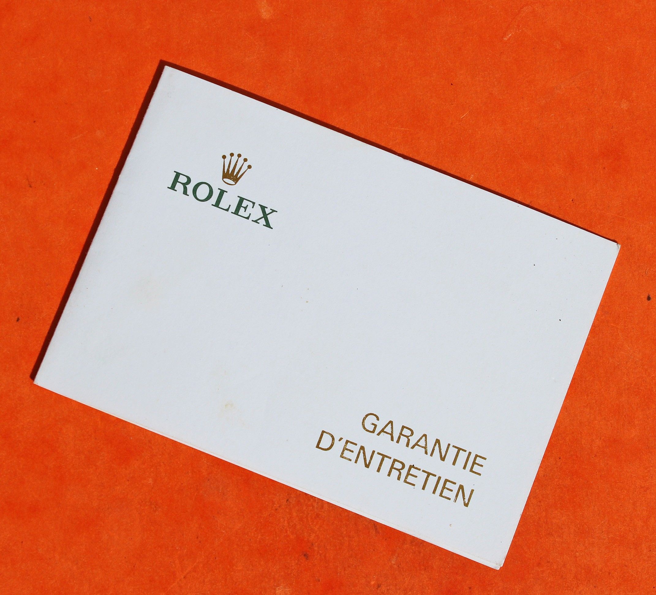 ROLEX, TUDOR RARE VINTAGE 90's FRENCH SIGNED AD BLANK SERVICE PAPER WARRANTY PAPER ROLEX WATCHES